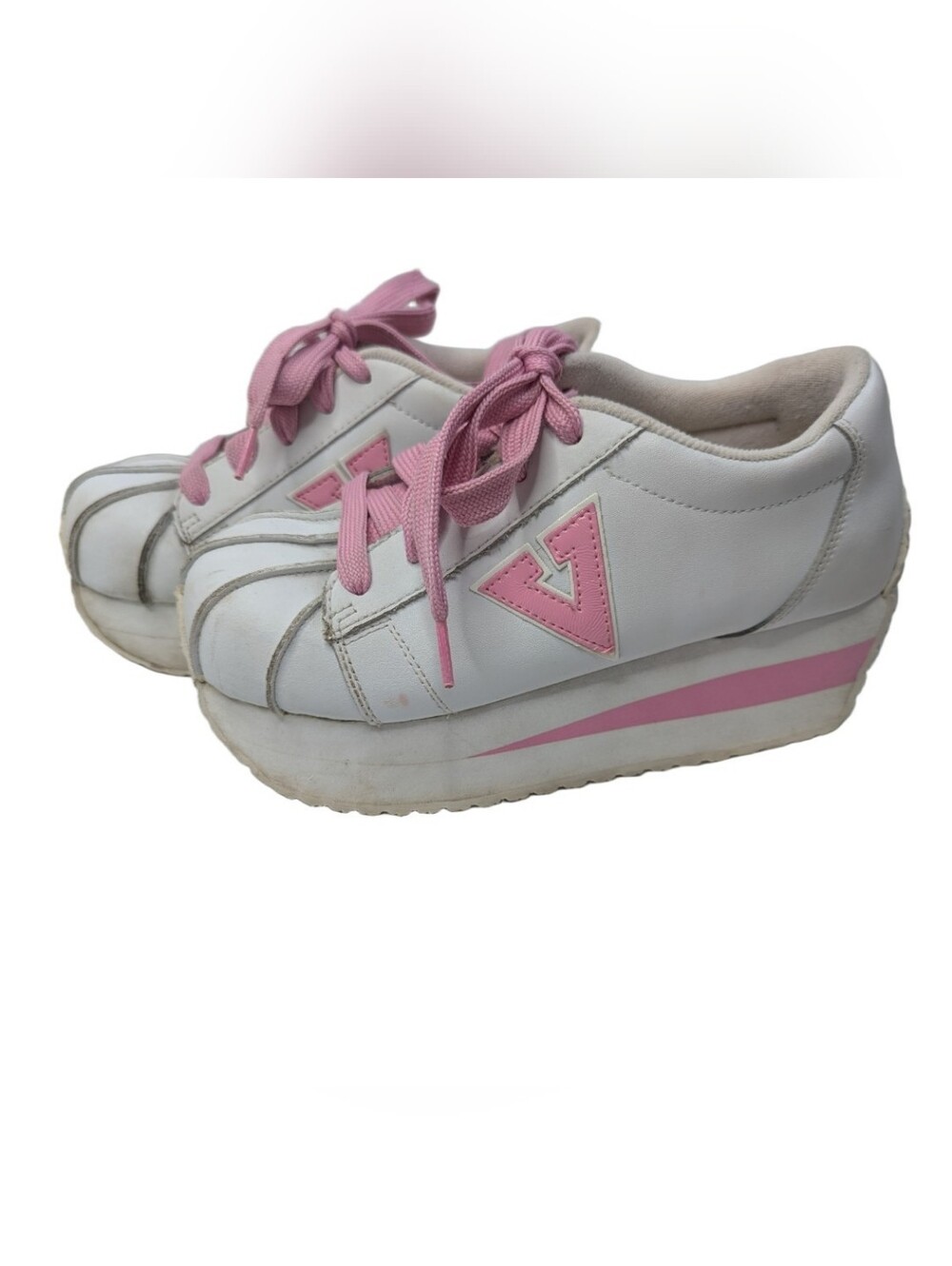 Volatile Women Platform Logo Sneaker Pink White Vintage Y2K Size 8.5